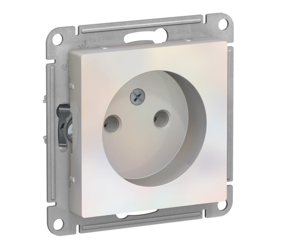 розетка штепсельная (жемчуг, 1 пост, б/з) schneider electric atlasdesign atn000441
