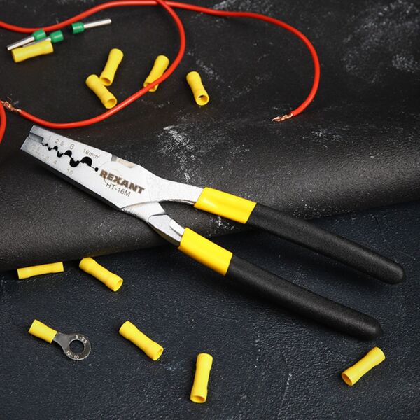 Фото Пресс-клещи (кримпер) для наконечников сечением 0,5-16мм2, ht-16m, rexant, 12-3208