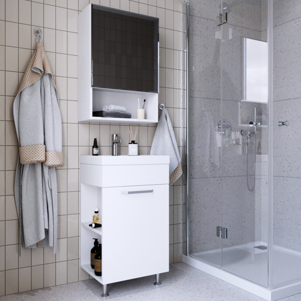 Фото Шкаф-зеркало итана лайт 500х244х720 белый глянец