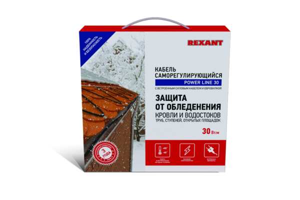 

кабель греющий саморегулирующийся power line 30srl-2cr 6m 6м/180вт rexant