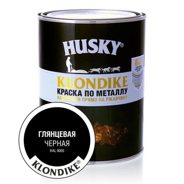 

краска по металлу husky-klondike глянцевая черная ral 9005 0,9л