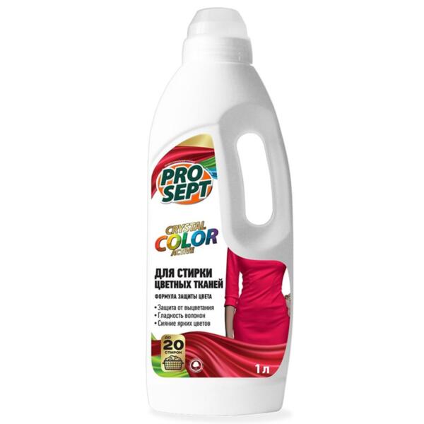 Фото Средство жидкое моющее crystal для стирки цветных тканей 1л 286-1