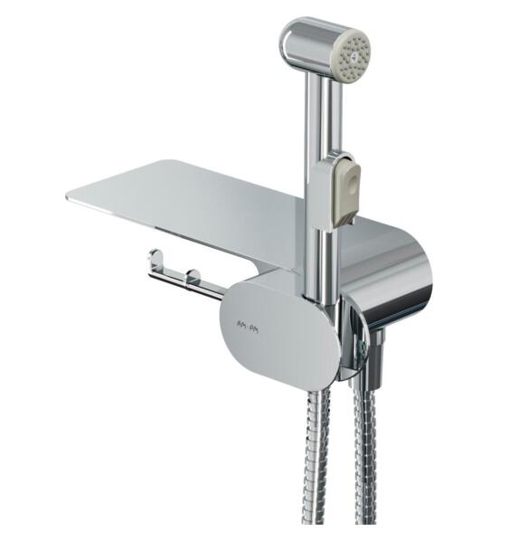 Фото Гигиенический набор со смесителем для душа с полкой am.pm like f0202600