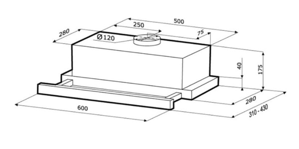 вытяжка кухонная встраиваемая krona kamilla sensor 600 inox (2 мотора) 00015264