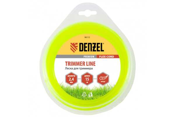 Фото Леска для триммера 2.4 (15м) звездочка flex cord, denzel 96112