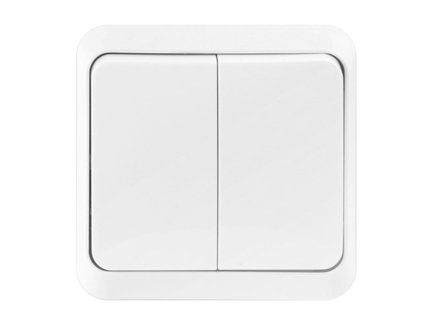 Фото Выключатель (белый, 2 клавиши, с рамкой) Smartbuy юпитер Sbe-03w-10-sw2-0