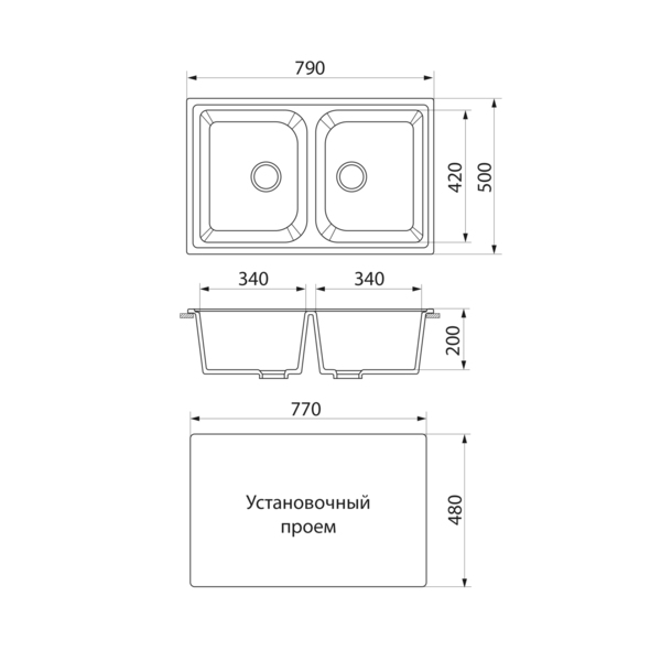 Фото Мойка кухонная мраморная greenstone 78,5x49,5 grs-15-331 белый
