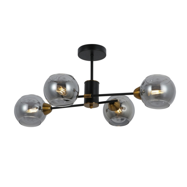 Фото Люстра на штанге freya fr5155pl-04b е14 4x60вт ip20 черный с золотом
