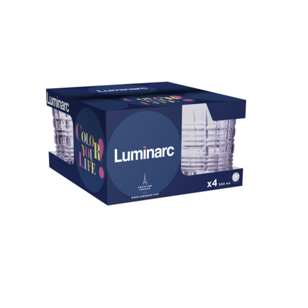 Фото Набор низких стаканов 4шт 300мл даллас luminarc фиолетовая дымка стекло o0129
