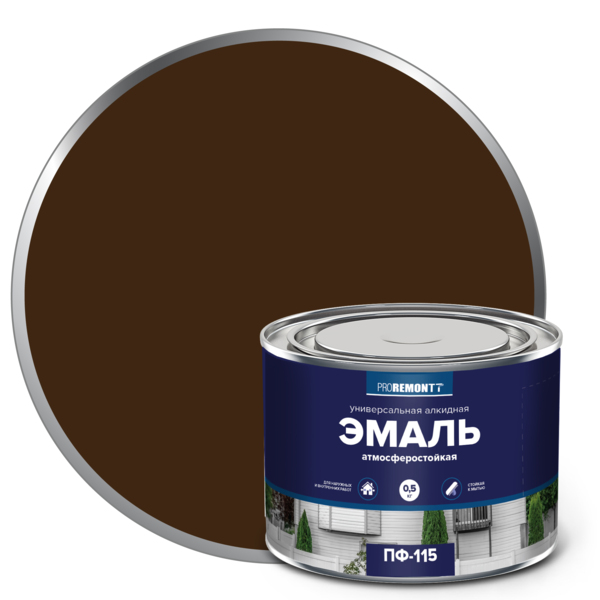 Фото Эмаль пф-115 proremontt коричневый 0,5кг