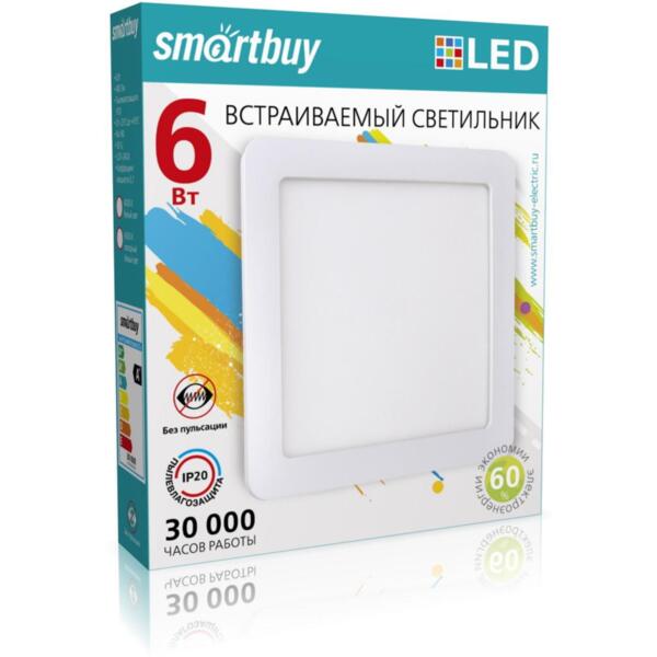 

светильник светодиодный smartbuy 6вт 220в 4000к 4000лм 120мм ip20 sbl-dlsq-6-4k