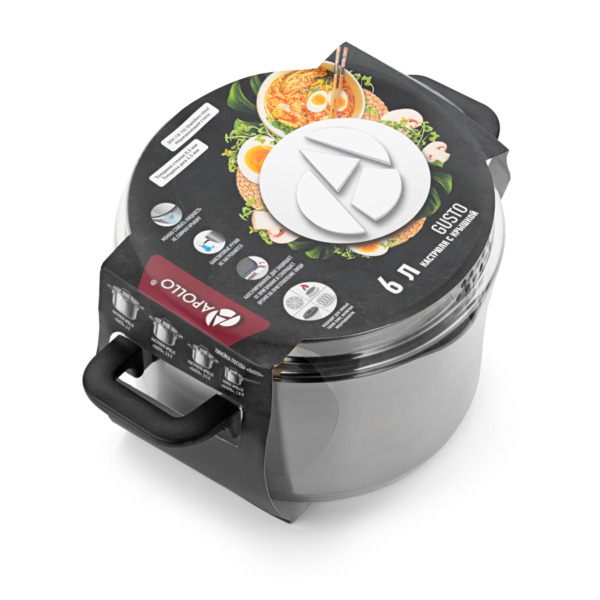 Фото Кастрюля с крышкой 6л gusto apollo gst-60