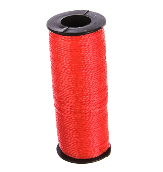 Фото Нить крученая пп 1,3мм двухпрядная, красная, 50м 139899
