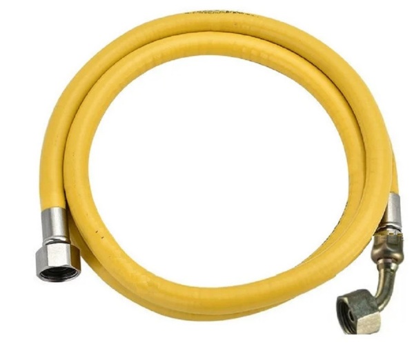 Фото Шланг для газовых приборов резиновый желтый 1/2*2,5м с нак. гайкой в/в