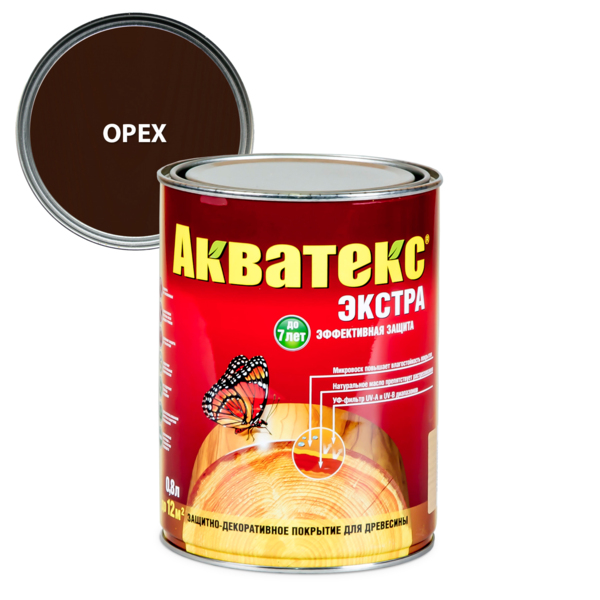 Фото Защитно-декоративное покрытие акватекс экстра орех 0,8л