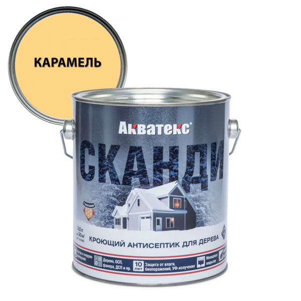 Фото Антисептик акватекс сканди для дерева карамель 2,5л