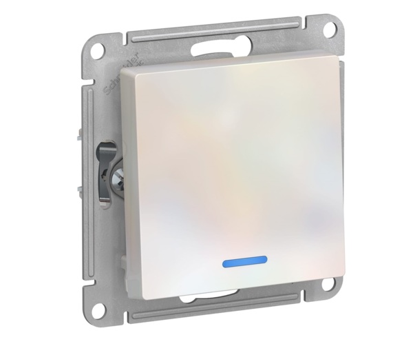 выключатель (жемчужный, 1 клавиша, с подсветкой) schneider electric atlasdesign atn000413