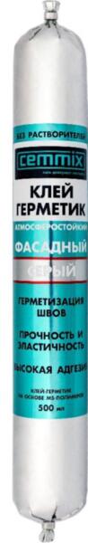 Фото Клей-герметик cemmix для фасадов серый 500мл