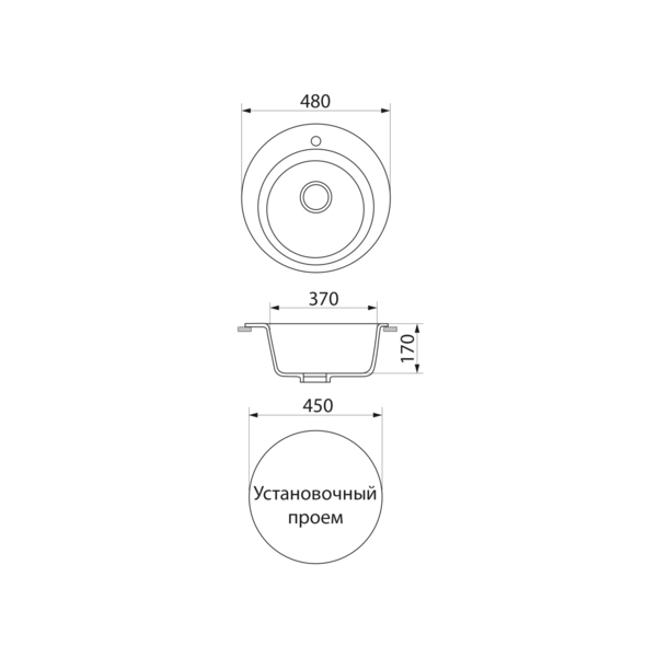 Фото Мойка кухонная мраморная greenstone 47,5x47,5 grs-05-310 серый