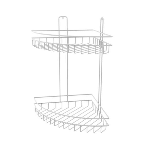 Фото Полка для ванной комнаты masto fora двойная металл белая for-dim152w