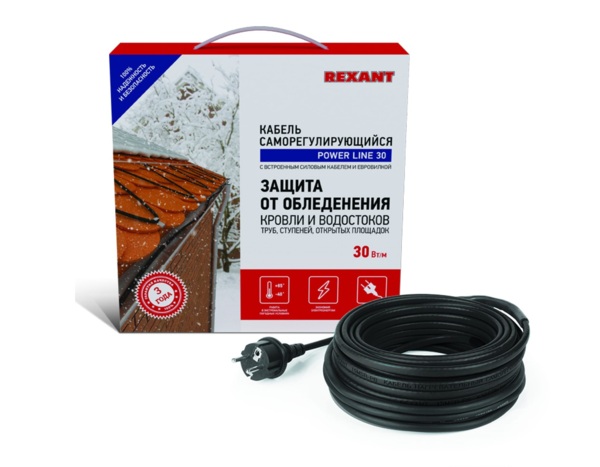 

кабель греющий саморегулирующийся power line 30srl-2cr 4m 4м/120вт rexant