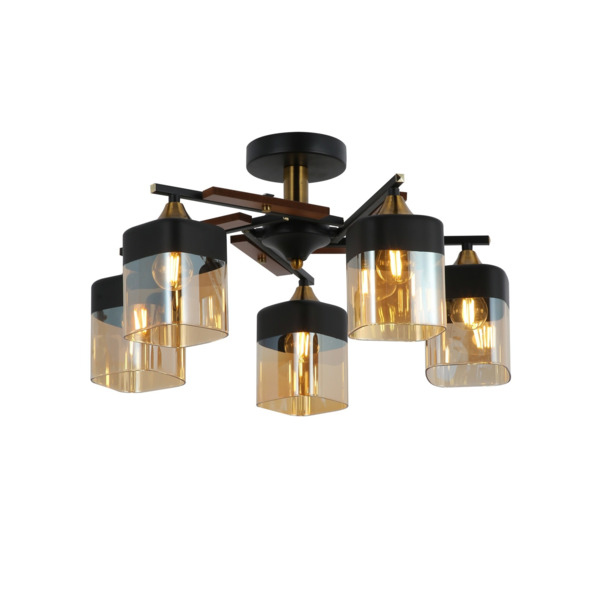 Фото Люстра потолочная freya fr5154pl-05b е27 5x60вт ip20 черный с золотом