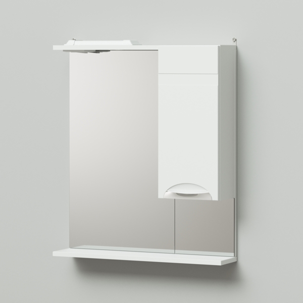 Фото Шкаф-зеркало итана  адель 65 650х150х750 правое белый глянец