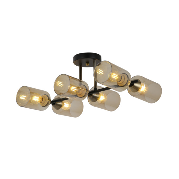 Фото Люстра потолочная freya fr5129pl-06b е27 6x60вт ip20 черный/бронзовый