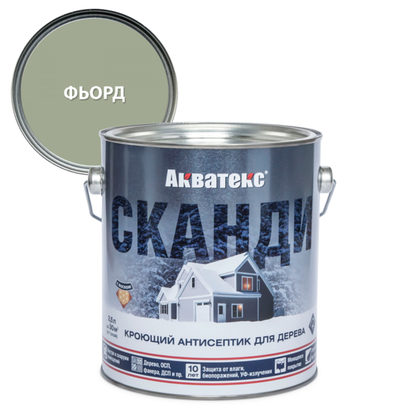 Фото Антисептик акватекс сканди для дерева фьорд 2,5л