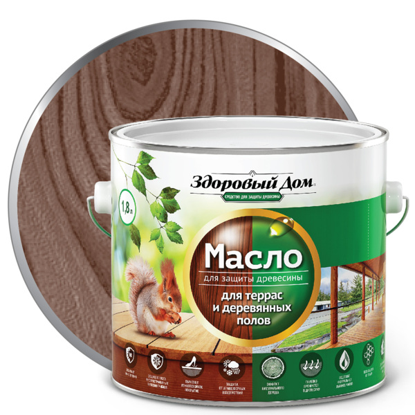 Фото Масло для террас и деревянных полов здоровый дом палисандр 1,8л л-с
