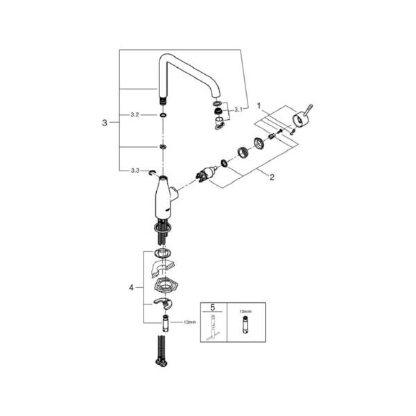 

смеситель для кухни однорычажный grohe essence new 30269da0