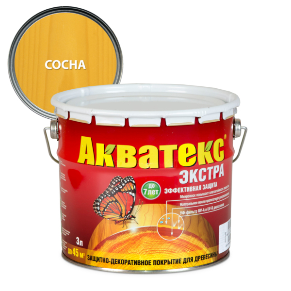 Фото Защитно-декоративное покрытие акватекс экстра сосна 3л