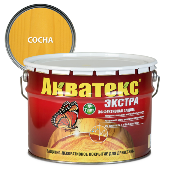 Фото Защитно-декоративное покрытие акватекс экстра сосна 10л