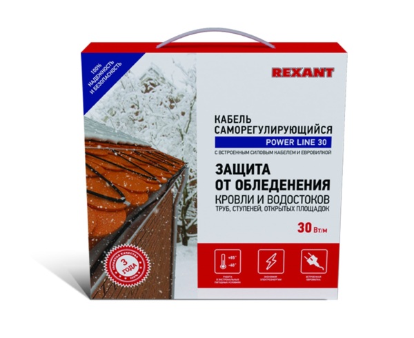 

кабель греющий саморегулирующийся power line 30srl-2cr 3m 3м/90вт rexant