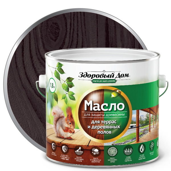 Фото Масло для террас и деревянных полов здоровый дом венге 1,8л л-с