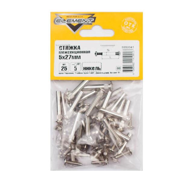 Фото Стяжка межсекционная 5x27мм, никель, 25шт element 307560