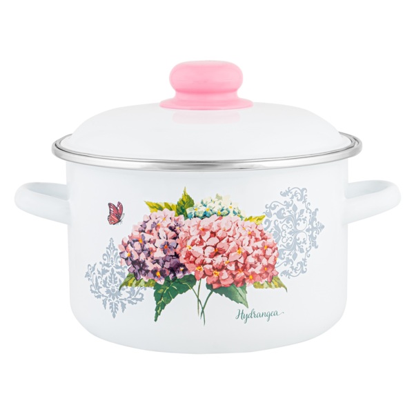 Фото Кастрюля эмал цил гортензия 4,0л тм appetite