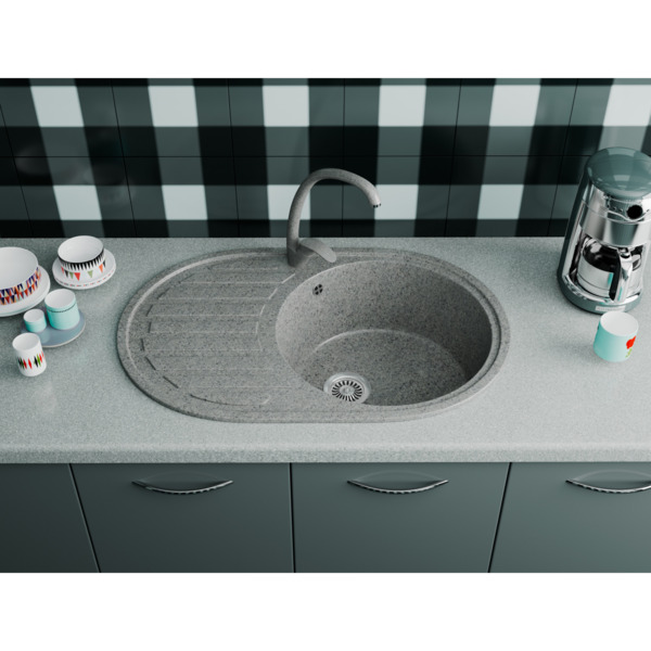 Фото Мойка кухонная мраморная greenstone 77x50 grs-18l-309 темно-серый