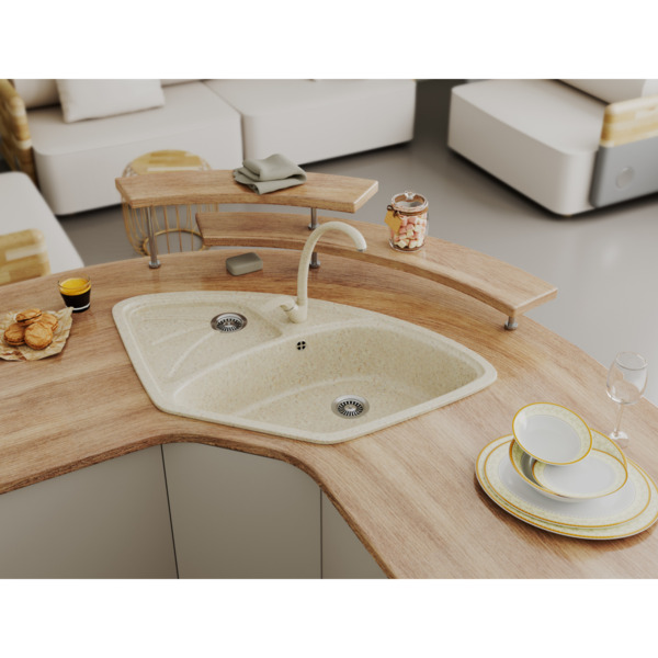 Фото Мойка кухонная мраморная greenstone 104x57 grs-10e-309 темно-серый