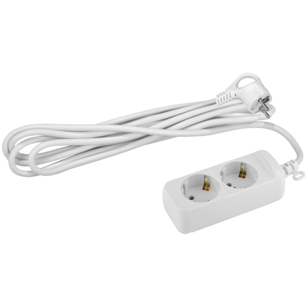 Фото Удлинитель бытовой (1,5м, 2 гнезда, 10а, с/з, белый) эра ux-2e-1,5m