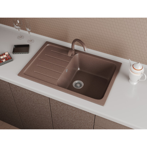 Фото Мойка кухонная мраморная greenstone 75x49 grs-76-328 бежевый