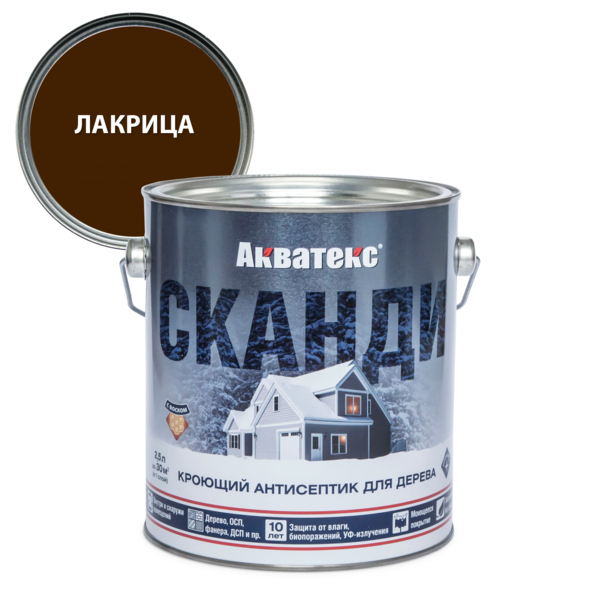 Фото Антисептик акватекс сканди для дерева лакрица 2,5л