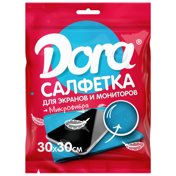 Фото Салфетка из микрофибры dora  для экранов, мониторов и электротехники 30х30см 2001-006