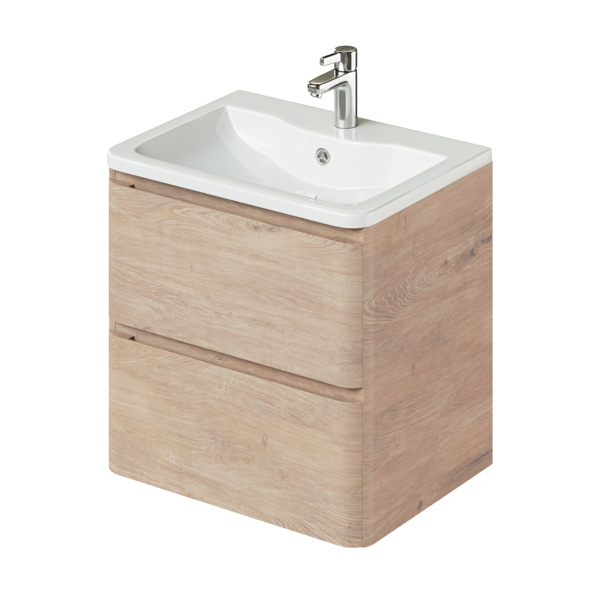 Фото Тумба с раковиной подвесная итана roberto 60 597x456x606 (коварен грандсон оак бьянко)