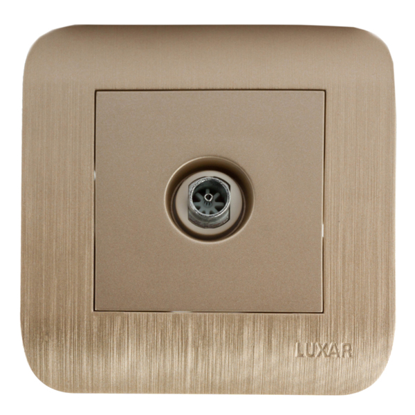 Фото Розетка tв оконечная шампань с рифленой рамкой luxar deco 10.040.05