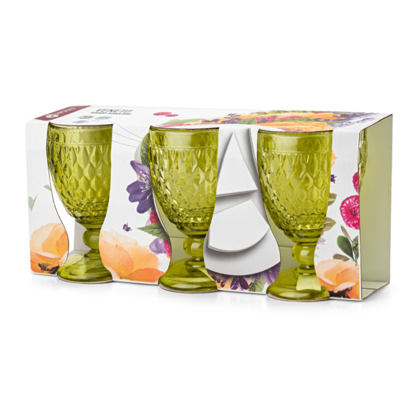 Фото Набор бокалов 3пр veneto apollo стекло зеленый ven-03g