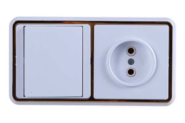 Блок выключателя с розеткой (1кл, белый) белла б/з бквр-037 3