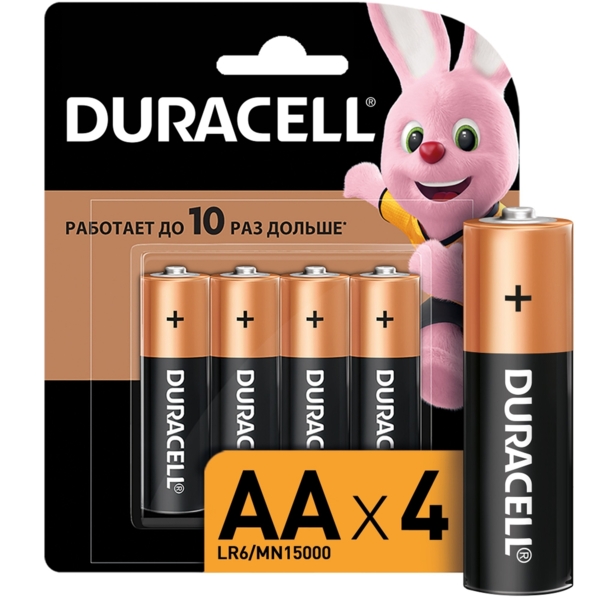 Фото Батарейка алкалиновая аа 4шт. duracell basic cn