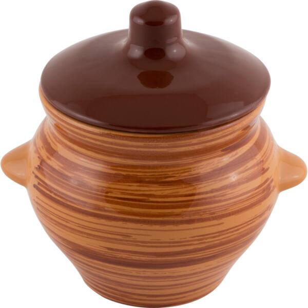 Фото Горшок 0,5л для жаркого полосы борисовская керамика 006691