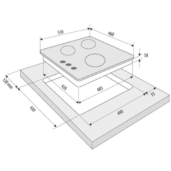 поверхность встраиваемая газовая варочная 45см krona fiero wh 00026350